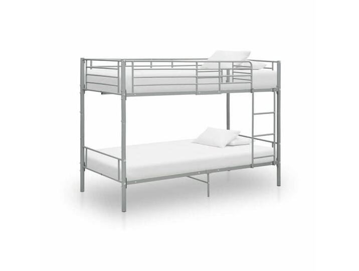 vidaXL Etagenbett Etagenbett Grau Metall 90x200 cm Bett Bettrahmen Bettgestell, grau von vidaXL