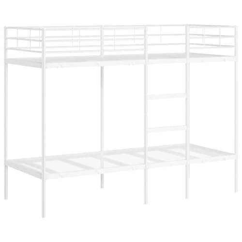 vidaXL Etagenbett ohne Matratze Weiß 75x190 cm Stahl, Bettgestell, Hochbett, Etagenbett mit Leiter, Bettrahmen, Schlafzimmermöbel von vidaXL