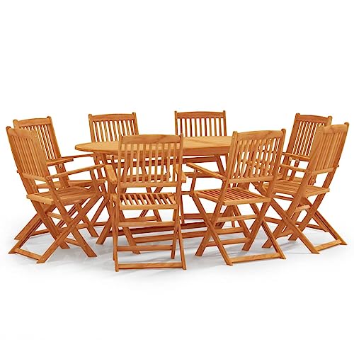 vidaXL Eukalyptusholz Massiv Gartenmöbel 9-TLG. Klappbar Gartengarnitur Sitzgarnitur Gartenset Sitzgruppe Gartentisch Gartenstuhl Tisch Stühle von vidaXL