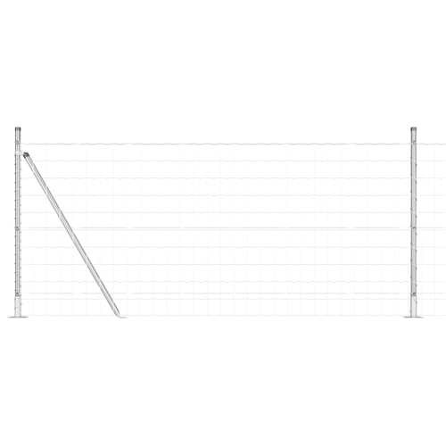 vidaXL Euro Zaun mit 7 Flanschpfosten 0.8x10 m galvanisierter Stahl von vidaXL