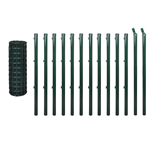 vidaXL Eurozaun-Set Maschendrahtzaun Gartenzaun Drahtzaun 25 x 0,8 m Stahl Grün von vidaXL