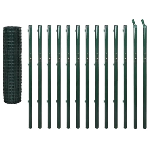 vidaXL Eurozaun-Set Maschendrahtzaun Gartenzaun Drahtzaun 25 x 1,7 m Stahl Grün von vidaXL