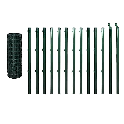 vidaXL Eurozaun-Set Maschendrahtzaun Gartenzaun Drahtzaun 25 x 1 m Stahl Grün von vidaXL