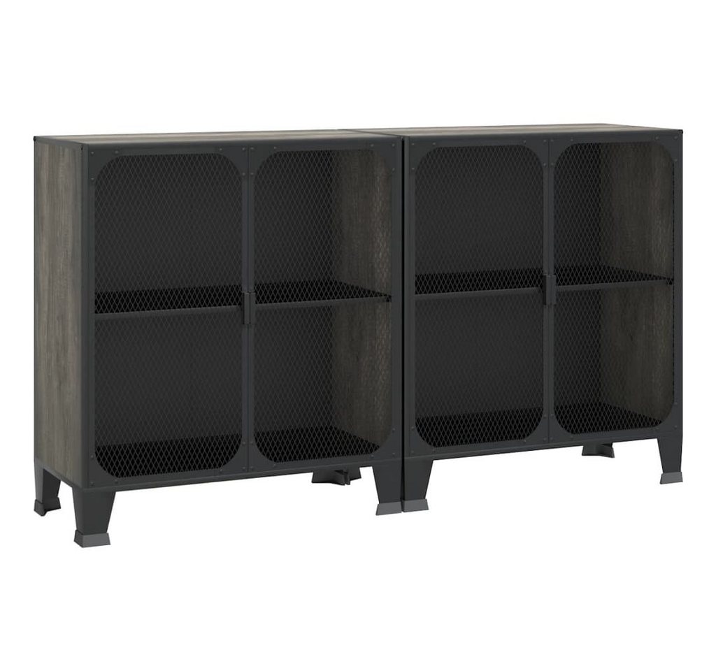 vidaXL Sideboard Aufbewahrungsschränke 2 Stk. Grau 72x36x82 cm Metall und MDF (2 St) von vidaXL