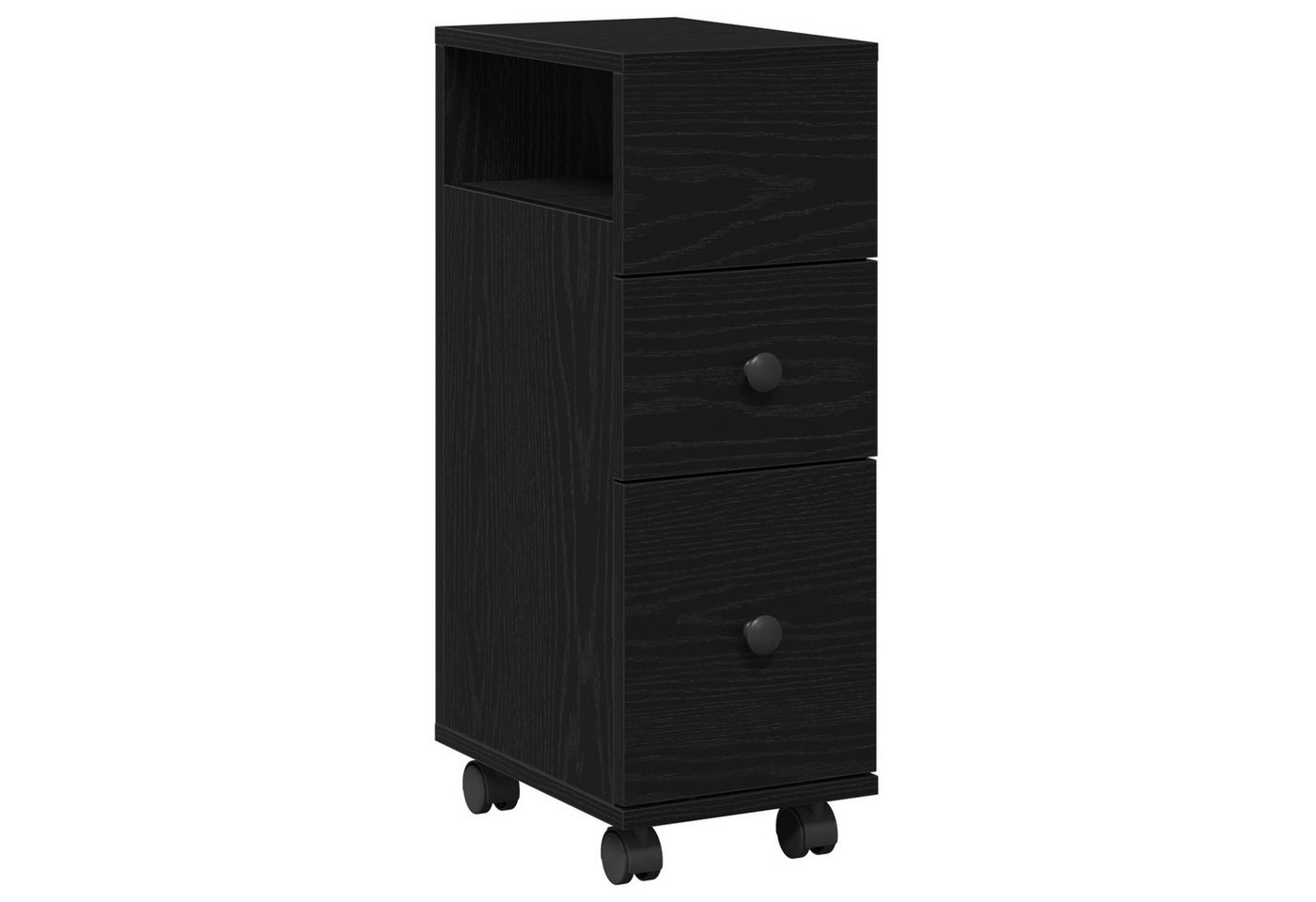 vidaXL Fächerschrank Badschrank mit Rollen Schmal Schwarz Eiche Holzwerkstoff (1-St) von vidaXL