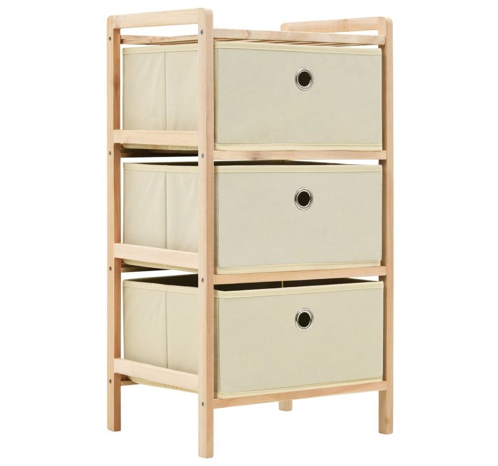 vidaXL Fächerschrank Korb-Kommode mit 3 Stoffkörben Zedernholz Beige (1-St) von vidaXL