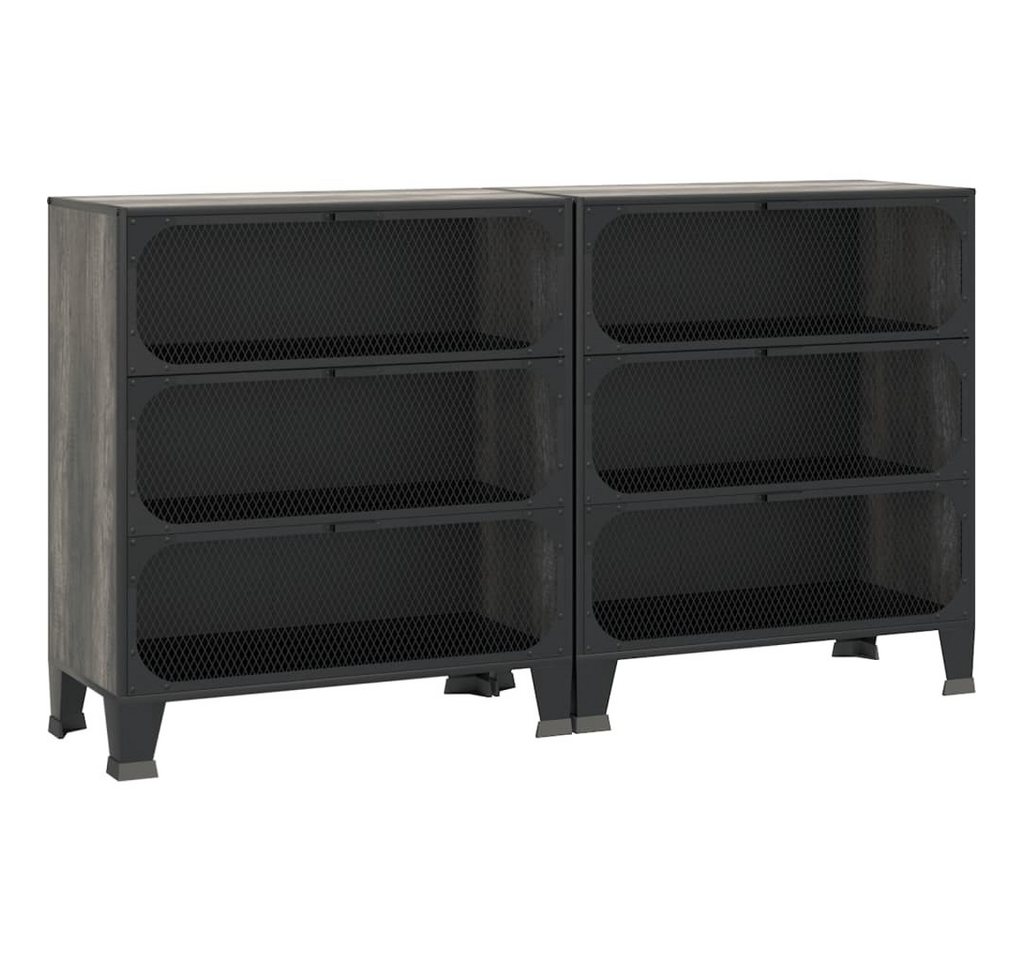 vidaXL Sideboard Lagerschränke 2 Stk. Grau 72x36x82 cm Metall und MDF (2 St) von vidaXL