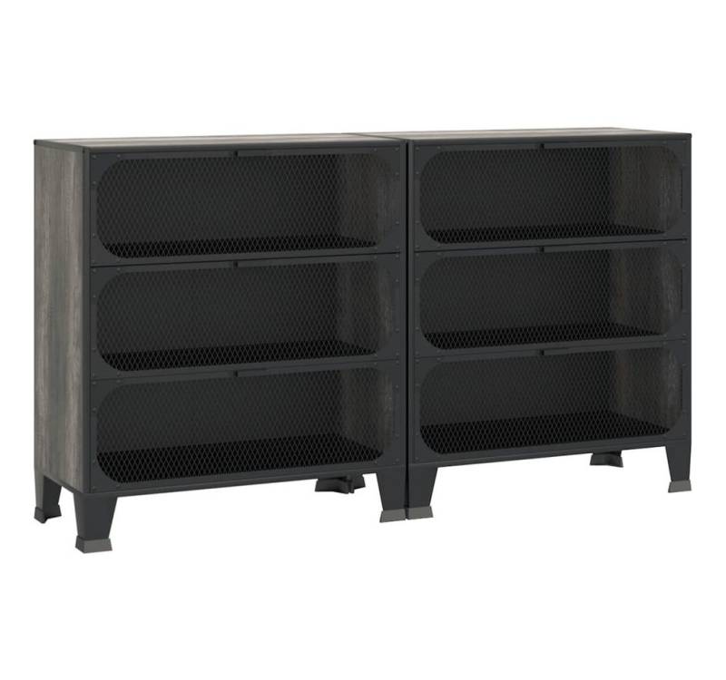 vidaXL Sideboard Lagerschränke 2 Stk. Grau 72x36x82 cm Metall und MDF (2 St) von vidaXL