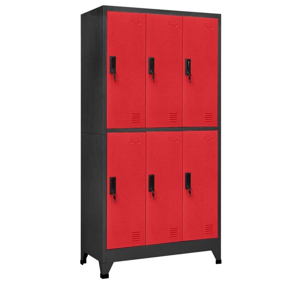 vidaXL Fächerschrank Schließfachschrank Anthrazit und Rot 90x45x180 cm Stahl (1-St) von vidaXL