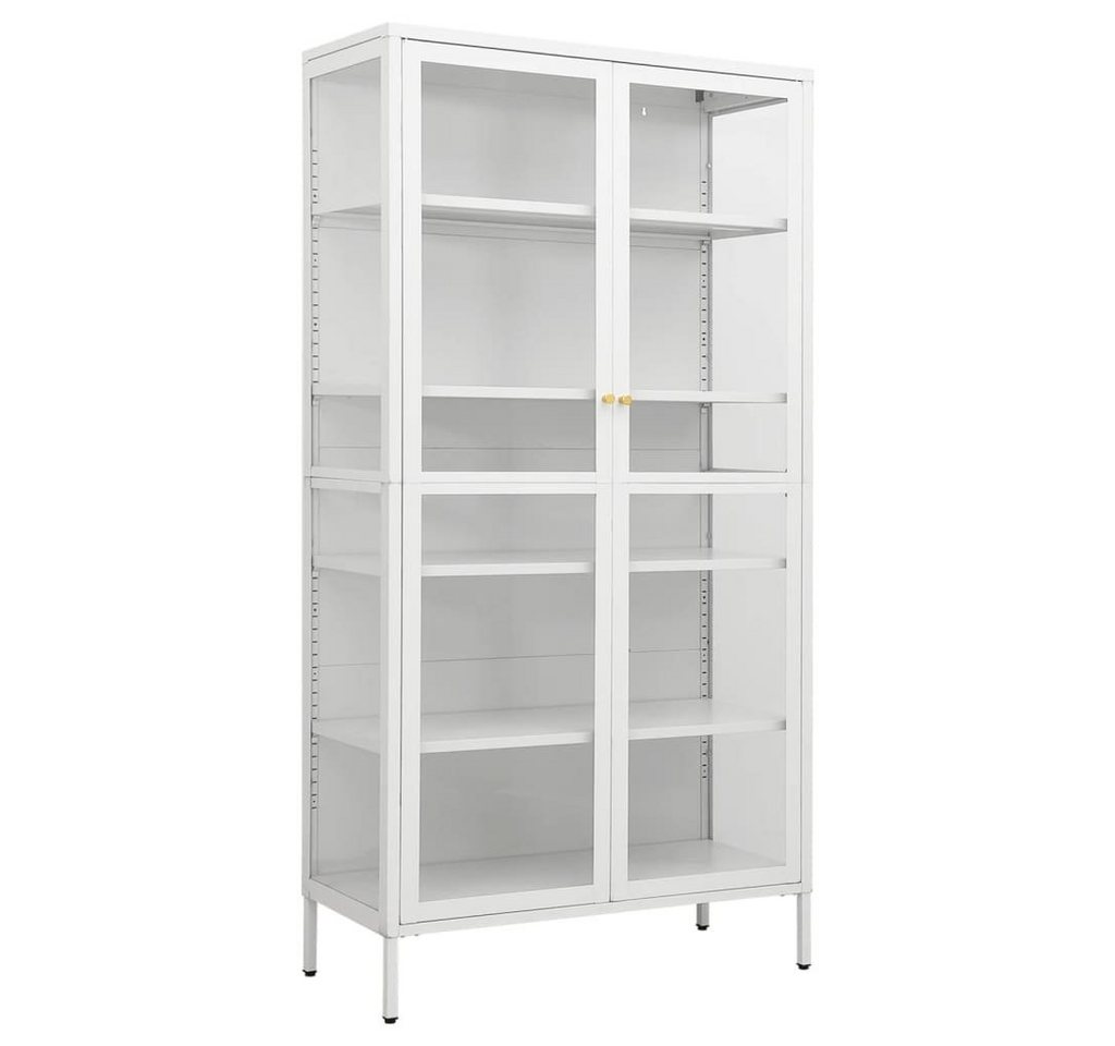 vidaXL Fächerschrank Vitrine Weiß 90x40x180 cm Stahl und Gehärtetes Glas (1-St) von vidaXL