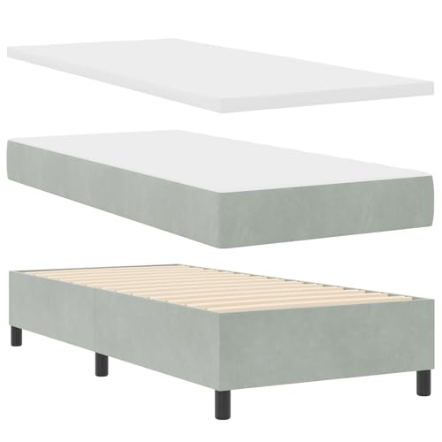 vidaXL Boxspringbett mit Matratze & Bank Hellgrau 100x200 cm Samt vidaXL Boxspringbett mit Matratze & Bank Hellgrau 100x200 cm Samt von vidaXL