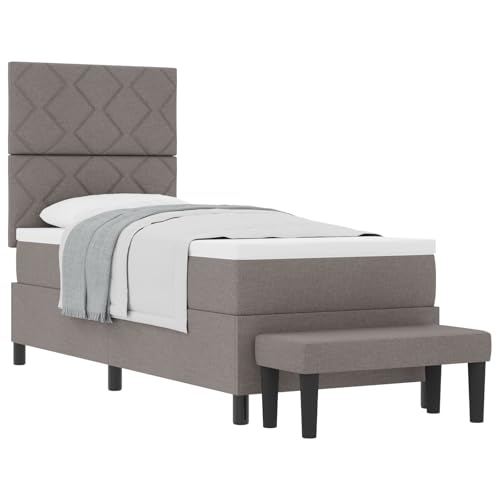 vidaXL Boxspringbett mit Matratze & Bank Taupe 80x200 cm Stoff von vidaXL