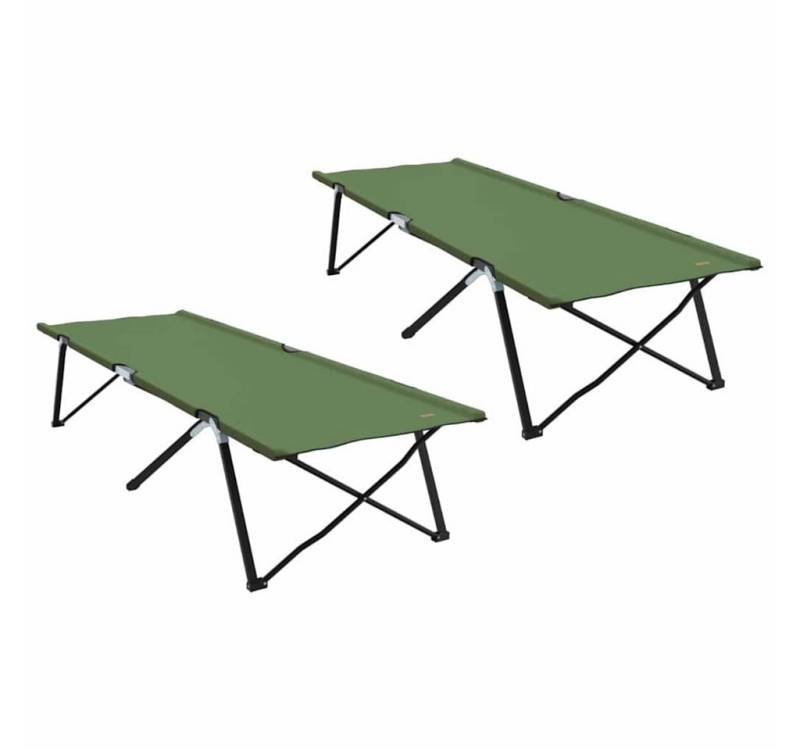 vidaXL Feldbett Klapp Schlafbett fürs Camping 2 pcs Grün 206 x 76 x 74 cm (2-St) von vidaXL