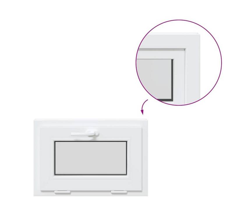 vidaXL Fenster Kellerfenster RISOR 60x40 cm Kipp 2-fach Verglasung Weiß, (1 St) von vidaXL