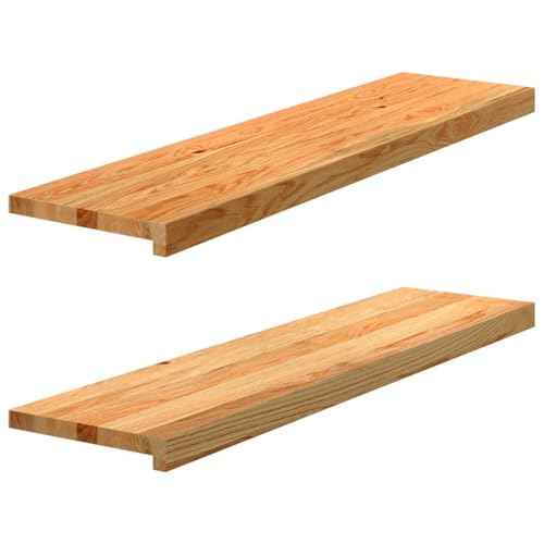vidaXL Fensterbänke 2 Stk. Hellbraun 100x25x2 cm Massivholz Eiche, Fensterbrett, Holz Treppenstufe, Holz Fensterbrett, Fensterbank Eichenholz von vidaXL