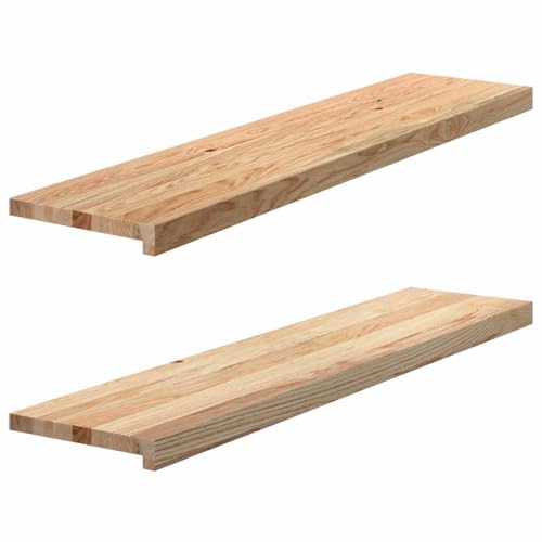 vidaXL Fensterbänke 2 Stk. Unbehandelt 110x30x2 cm Massivholz Eiche, Fensterbrett, Holz Treppenstufe, Holz Fensterbrett, Fensterbank Eichenholz von vidaXL