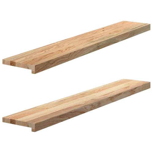 vidaXL Fensterbänke 2 Stk. Unbehandelt 120x20x2 cm Massivholz Eiche, Fensterbrett, Holz Treppenstufe, Holz Fensterbrett, Fensterbank Eichenholz von vidaXL
