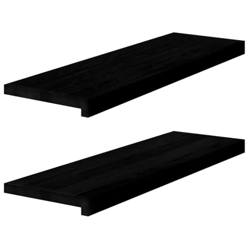 vidaXL Fensterbänke 2 Stk. Dunkelbraun 80x30x2 cm Massivholz Eiche, Fensterbrett, Holz Treppenstufe, Holz Fensterbrett, Fensterbank Eichenholz von vidaXL