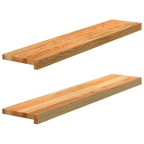vidaXL Fensterbänke 2 Stk. Hellbraun 100x20x2 cm Massivholz Eiche, Fensterbrett, Holz Treppenstufe, Holz Fensterbrett, Fensterbank Eichenholz von vidaXL