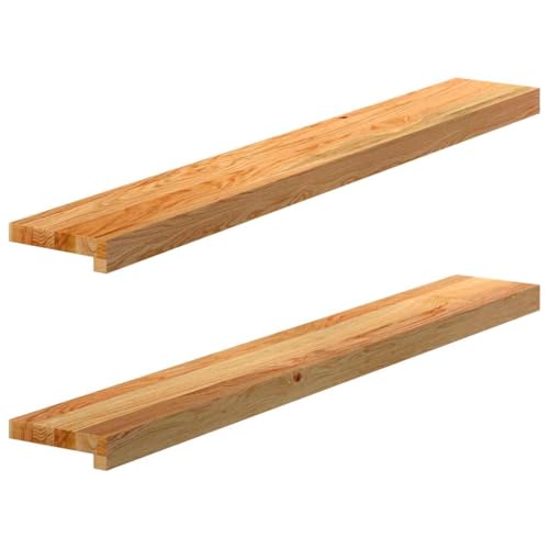 vidaXL Fensterbänke 2 Stk. Hellbraun 110x15x2 cm Massivholz Eiche, Fensterbrett, Holz Treppenstufe, Holz Fensterbrett, Fensterbank Eichenholz von vidaXL