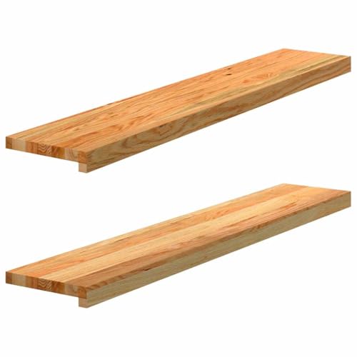 vidaXL Fensterbänke 2 Stk. Hellbraun 110x20x2 cm Massivholz Eiche, Fensterbrett, Holz Treppenstufe, Holz Fensterbrett, Fensterbank Eichenholz von vidaXL