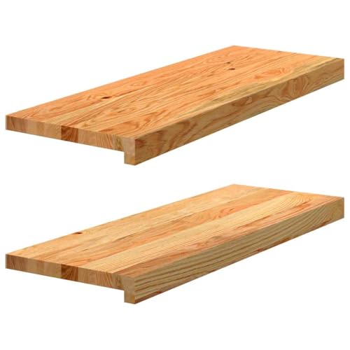 vidaXL Fensterbänke 2 Stk. Hellbraun 70x25x2 cm Massivholz Eiche, Fensterbrett, Holz Treppenstufe, Holz Fensterbrett, Fensterbank Eichenholz von vidaXL