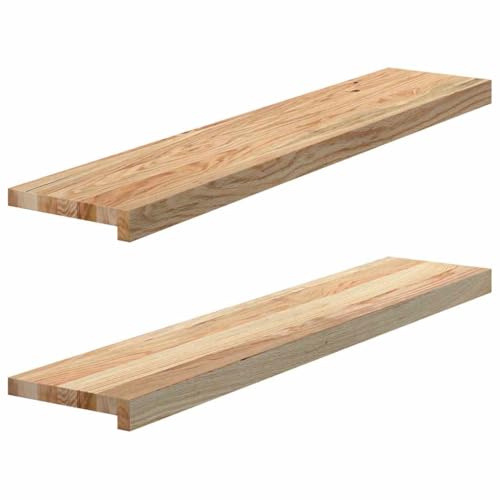 vidaXL Fensterbänke 2 Stk. Unbehandelt 100x20x2 cm Massivholz Eiche, Fensterbrett, Holz Treppenstufe, Holz Fensterbrett, Fensterbank Eichenholz von vidaXL