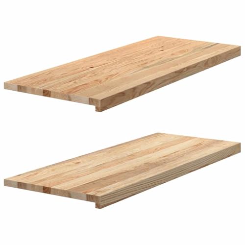 vidaXL Fensterbänke 2 Stk. Unbehandelt 100x40x2 cm Massivholz Eiche, Fensterbrett, Holz Treppenstufe, Holz Fensterbrett, Fensterbank Eichenholz von vidaXL