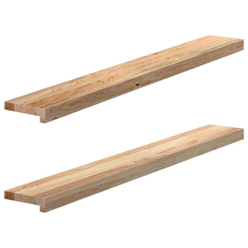 vidaXL Fensterbänke 2 Stk. Unbehandelt 120x15x2 cm Massivholz Eiche, Fensterbrett, Holz Treppenstufe, Holz Fensterbrett, Fensterbank Eichenholz von vidaXL