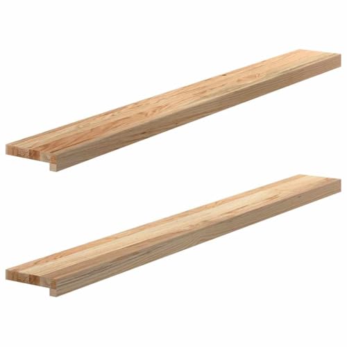 vidaXL Fensterbänke 2 Stk. Unbehandelt 140x15x2 cm Massivholz Eiche, Fensterbrett, Holz Treppenstufe, Holz Fensterbrett, Fensterbank Eichenholz von vidaXL