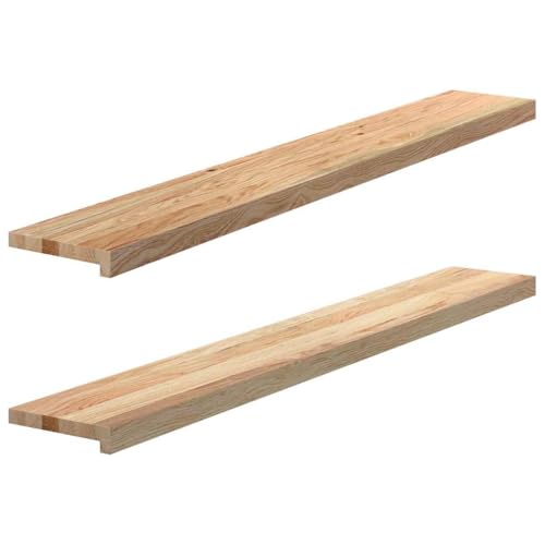 vidaXL Fensterbänke 2 Stk. Unbehandelt 140x20x2 cm Massivholz Eiche, Fensterbrett, Holz Treppenstufe, Holz Fensterbrett, Fensterbank Eichenholz von vidaXL