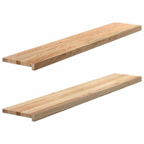 vidaXL Fensterbänke 2 Stk. Unbehandelt 140x25x2 cm Massivholz Eiche, Fensterbrett, Holz Treppenstufe, Holz Fensterbrett, Fensterbank Eichenholz von vidaXL