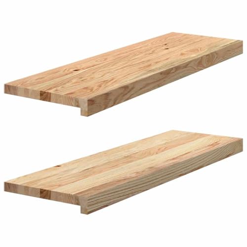 vidaXL Fensterbänke 2 Stk. Unbehandelt 80x25x2 cm Massivholz Eiche, Fensterbrett, Holz Treppenstufe, Holz Fensterbrett, Fensterbank Eichenholz von vidaXL