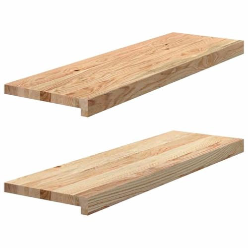 vidaXL Fensterbänke 2 Stk. Unbehandelt 80x30x2 cm Massivholz Eiche, Fensterbrett, Holz Treppenstufe, Holz Fensterbrett, Fensterbank Eichenholz von vidaXL