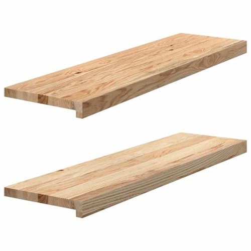 vidaXL Fensterbänke 2 Stk. Unbehandelt 90x25x2 cm Massivholz Eiche, Fensterbrett, Holz Treppenstufe, Holz Fensterbrett, Fensterbank Eichenholz von vidaXL