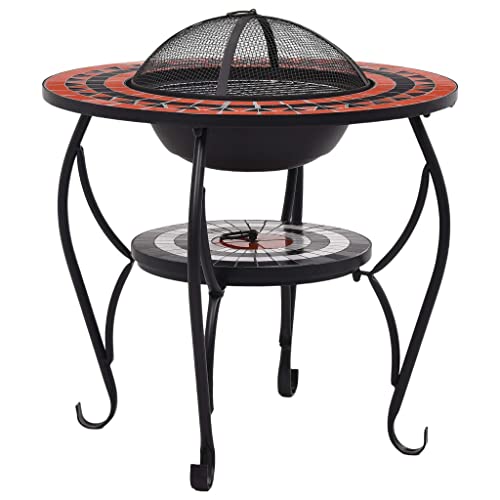 vidaXL Feuerschale Mosaik Feuerstelle Grill Gartenfeuer Feuerkorb Terrassenofen Grillfeuer Garten Terrasse Balkon Terrakotta Weiß 68cm Keramik von vidaXL