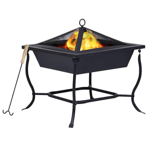vidaXL Feuerstelle Feuerschale Feuerkorb Gartenfeuer Terrassenofen Terassenfeuer Gartenkamin Garten Terrasse Schwarz 42x42x45cm Stahl von vidaXL