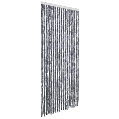 vidaXL Flauschvorhang Türvorhang Fadenvorhang Vorhang Tür Camping Insektenschutz Fliegenschutz Sichtschutz Wohnwagen Wohnmobil Chenille 56x185cm Silbern von vidaXL