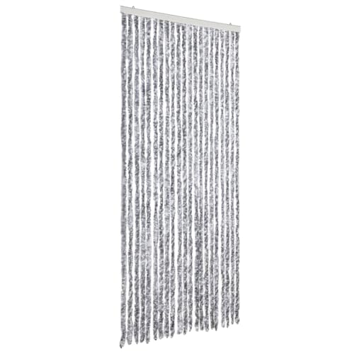 vidaXL Flauschvorhang Türvorhang Fadenvorhang Vorhang Tür Camping Insektenschutz Fliegenschutz Sichtschutz Wohnwagen Wohnmobil Chenille 90x220cm Weiß Grau von vidaXL