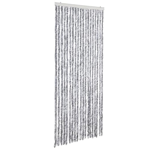 vidaXL Flauschvorhang Türvorhang Fadenvorhang Vorhang Tür Camping Insektenschutz Fliegenschutz Wohnwagen Wohnmobil Chenille 56x185cm Weiß Grau von vidaXL