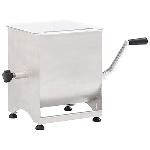 vidaXL Fleischmischer mit Getriebe Menger Gastronomie Fleischmixer Mischer für Fleischerei Fleisch Mixer mit Handkurbel Marinator Silbern Edelstahl von vidaXL