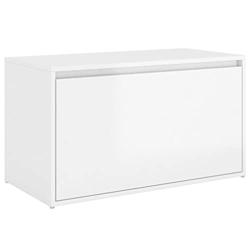 vidaXL Flurbank 1 Schublade Sitzbank Sitztruhe Schuhbank Garderobenbank Truhenbank Bank mit Stauraum Flurmöbel 80x40x45cm Hochglanz-Weiß Holzwerkstoff von vidaXL