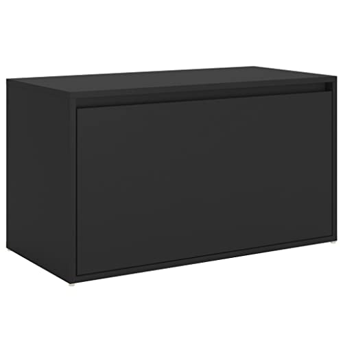 vidaXL Flurbank 1 Schublade Sitzbank Sitztruhe Schuhbank Garderobenbank Truhenbank Bank mit Stauraum Flurmöbel 80x40x45cm Schwarz Holzwerkstoff von vidaXL