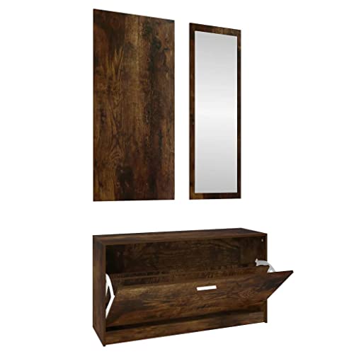 vidaXL Flurmöbel Set 3-TLG. Garderobenset Garderobe Kompaktgarderobe Dielenmöbel Flureinrichtung Flurgarderobe Räuchereiche Holzwerkstoff von vidaXL