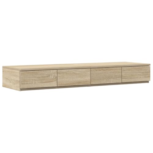 vidaXL Funktionaler Nachttisch mit 4 Schubladen Sonoma Eiche MDF Nachttisch Für Schlafzimmer Elegantes modernes Design Perfekte Stauraumlösung Master Und Gästezimmer Holzmöbel Engineered Kompakt von vidaXL