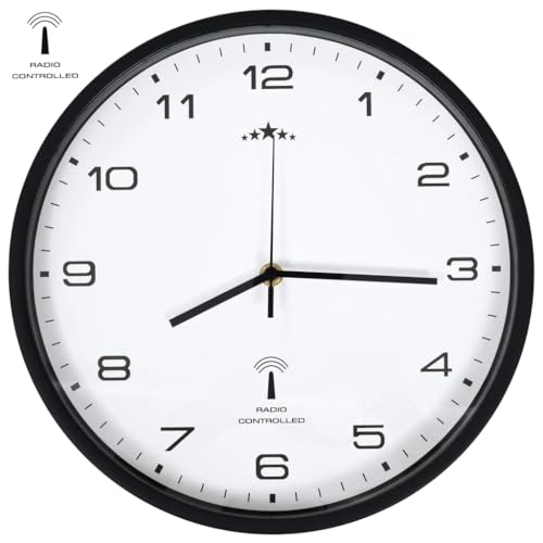 vidaXL Funkwanduhr Quarzwerk 31cm Weiß Schwarz Funkuhr Wanduhr Küchenuhr Uhr von vidaXL