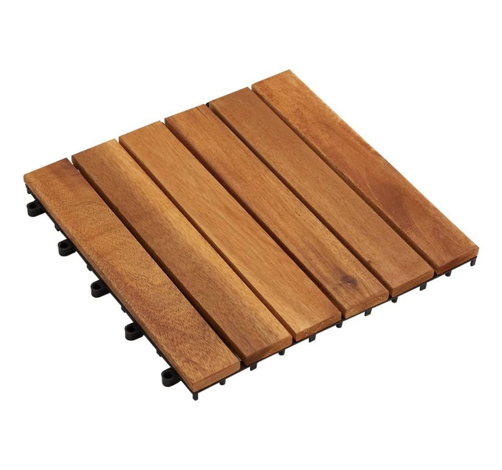 Teppichboden 10 x Fliese aus Akazienholz 30 x 30 cm vertikales Muster, vidaXL, Höhe: 240 mm von vidaXL