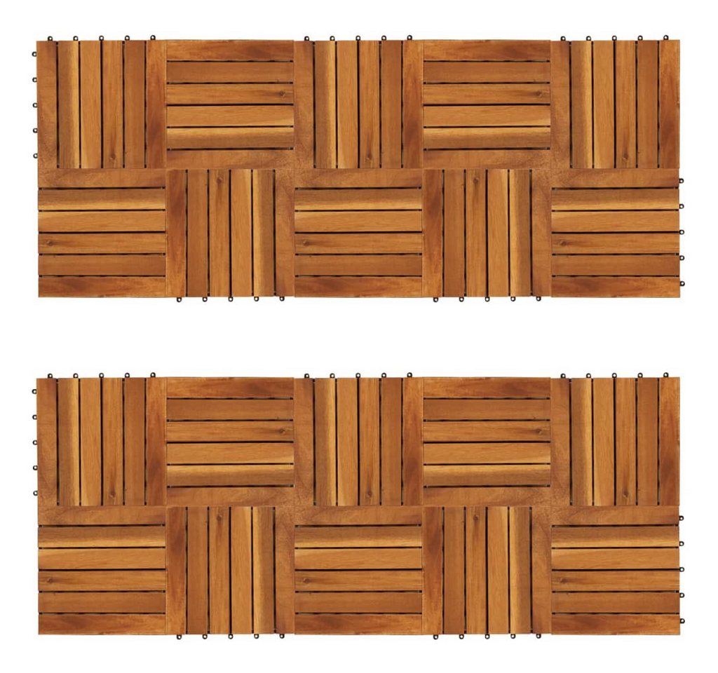 Teppichboden Terrassenfliesen 20 Stk. Vertikales Muster 30x30 cm Akazienholz, vidaXL, Höhe: 240 mm von vidaXL