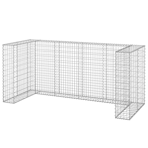 vidaXL Gabionenwand für Mülltonnen Gabione Mülltonnenbox Gabionen Mülltonnenverkleidung Steinkorb Müllbox Verzinkter Stahl 254x100x110cm von vidaXL