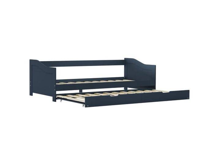 vidaXL Gästebett Ausziehsofa Bettgestell Grau Kiefernholz 90x200 cm Bettrahmen, grau von vidaXL